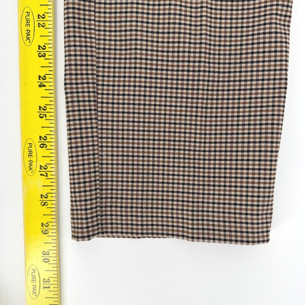 New Rafaella Womens 12 Brown Tan Black Stretch Pull On Ankle Pants Houndstooth - Picture 7 of 7